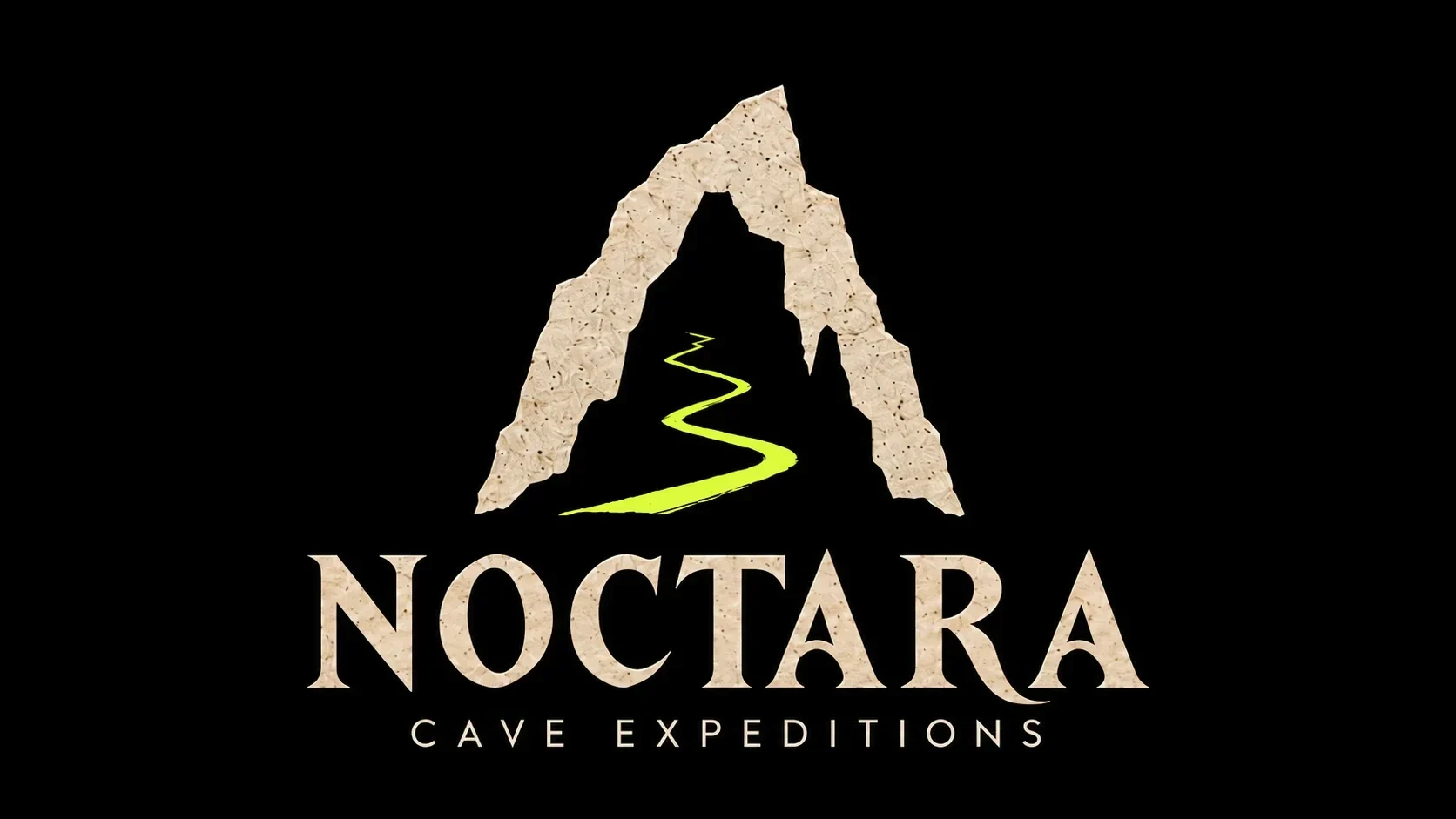 شعار Noctara على شكل كهف مع الاسم على خلفية سوداء
