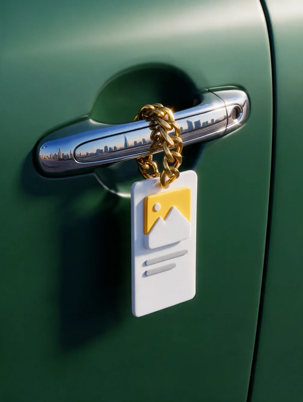 Poonez property key and listing tag on a green door