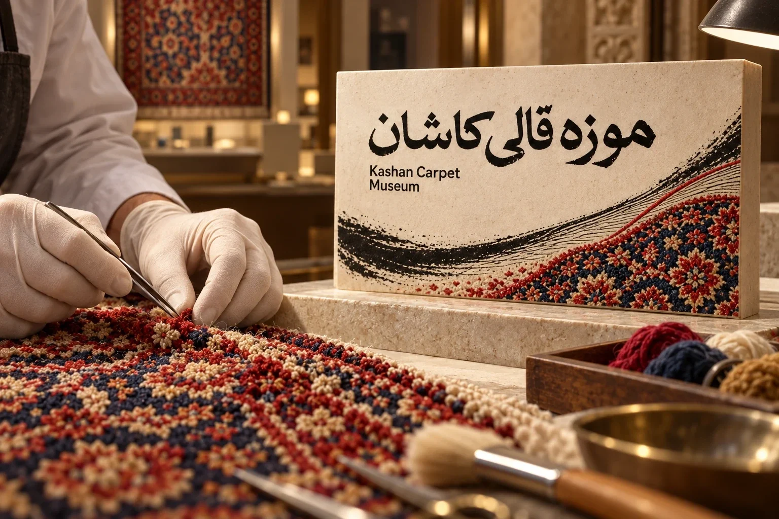 مساحة ترميم السجاد مع هوية المتحف