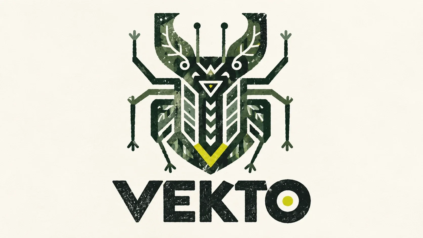 شعار VEKTO برمز الحشرة على خلفية عاجية
