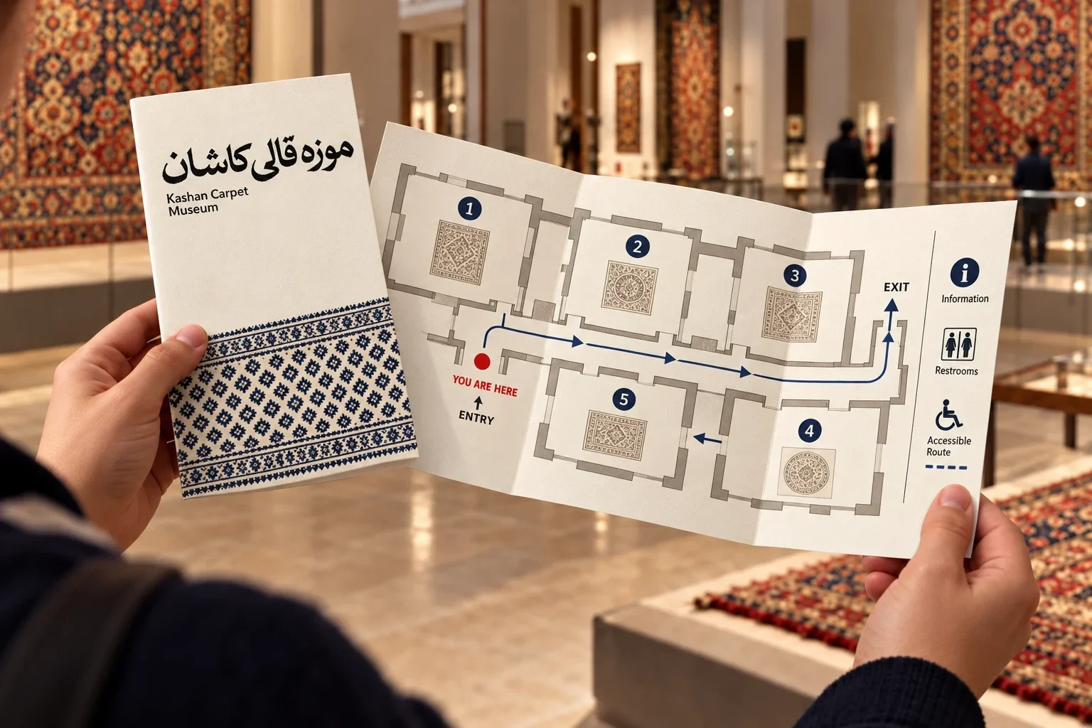 خريطة قاعات المتحف المطوية في يد زائر
