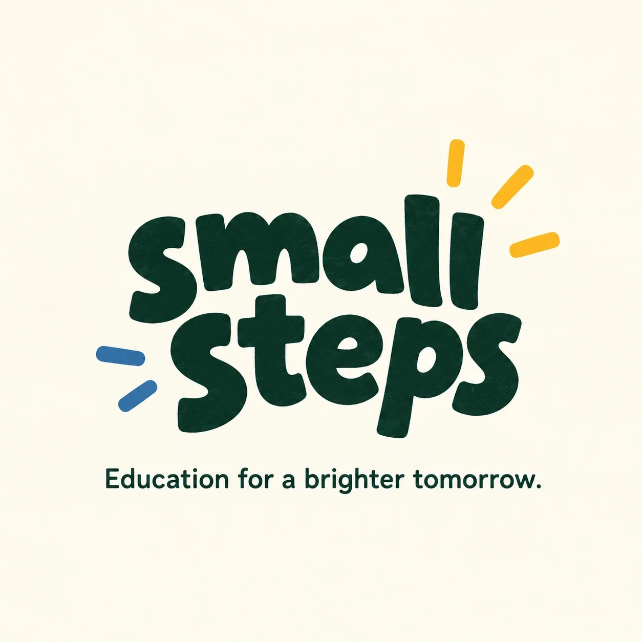 الشعار النصي ورسالة Small Steps التعليمية على خلفية كريمية.