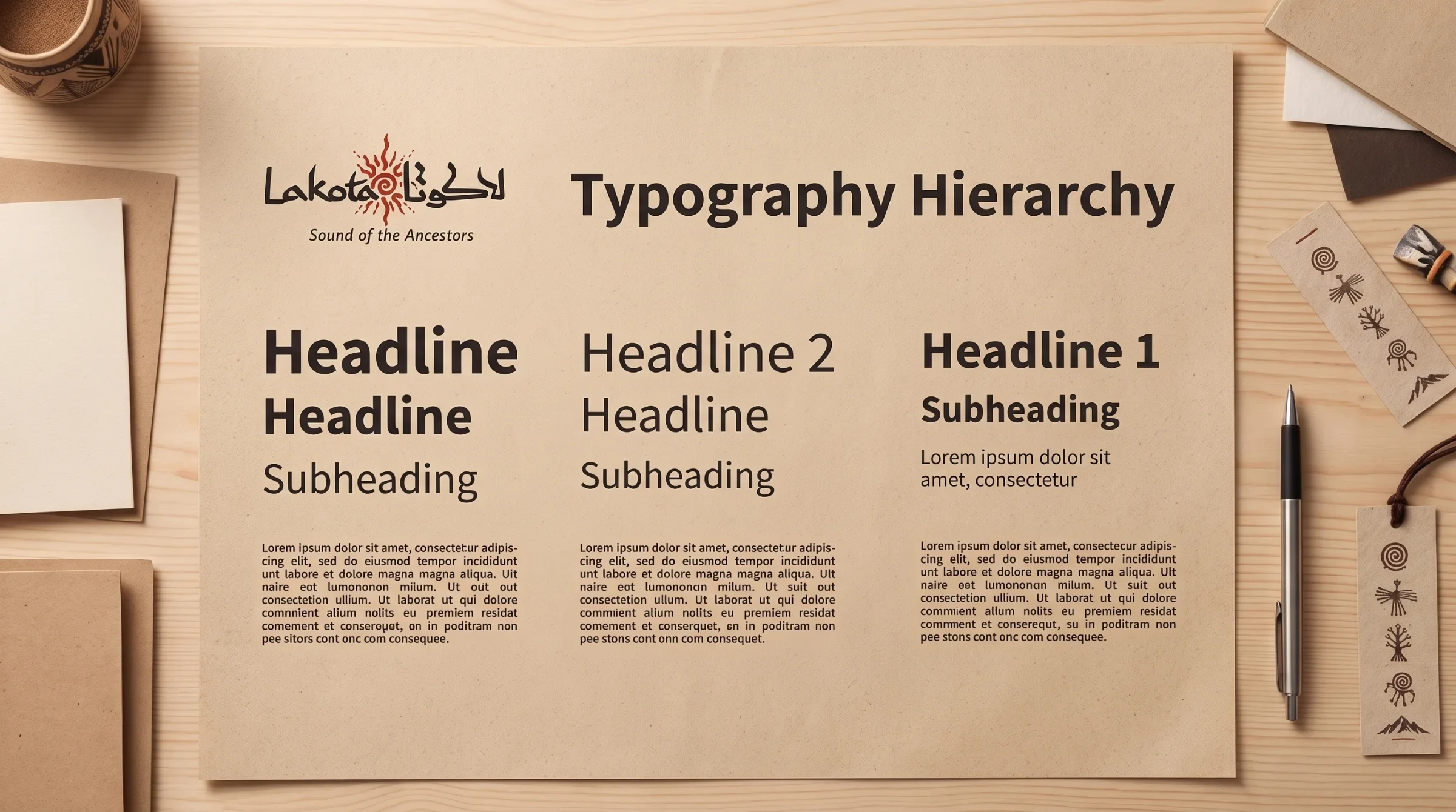 Lakota Typography and material board
