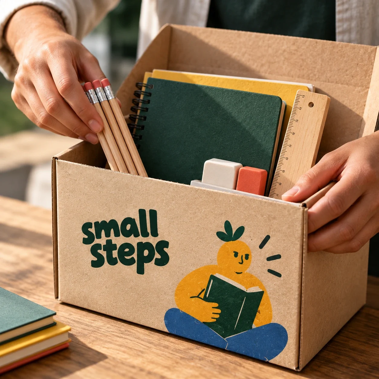 لقطة قريبة لتصوّر تغليف مجموعة Small Steps التعليمية.
