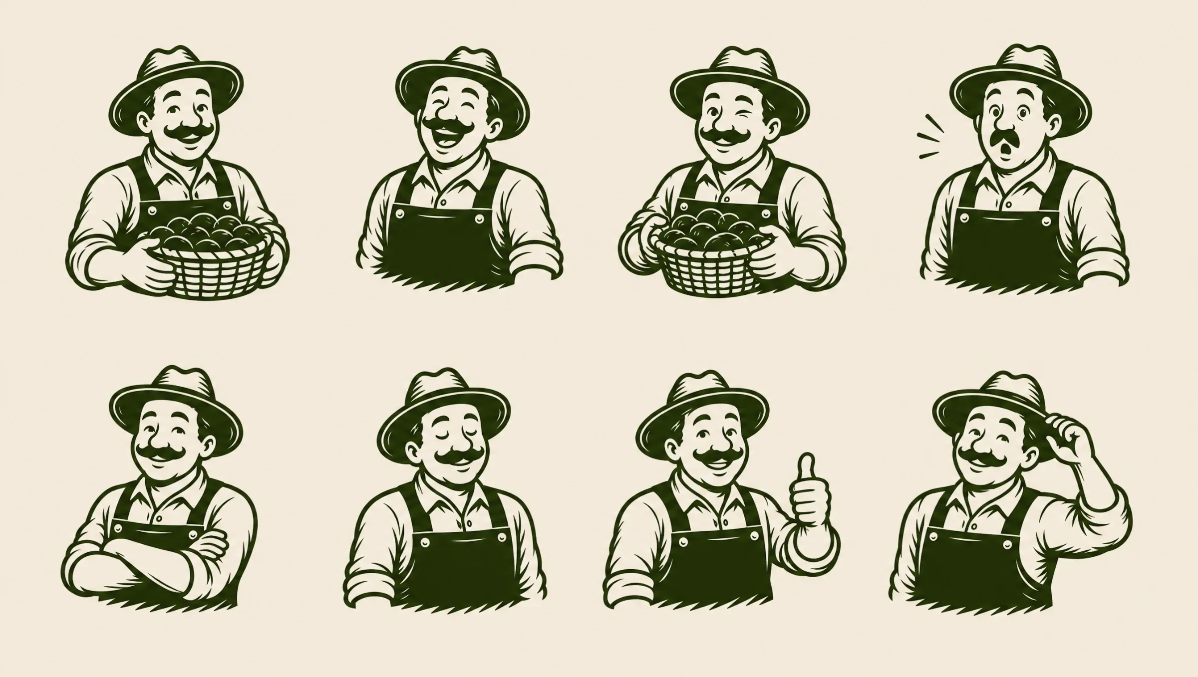 Eight variations of the illustrated Lacto grower character