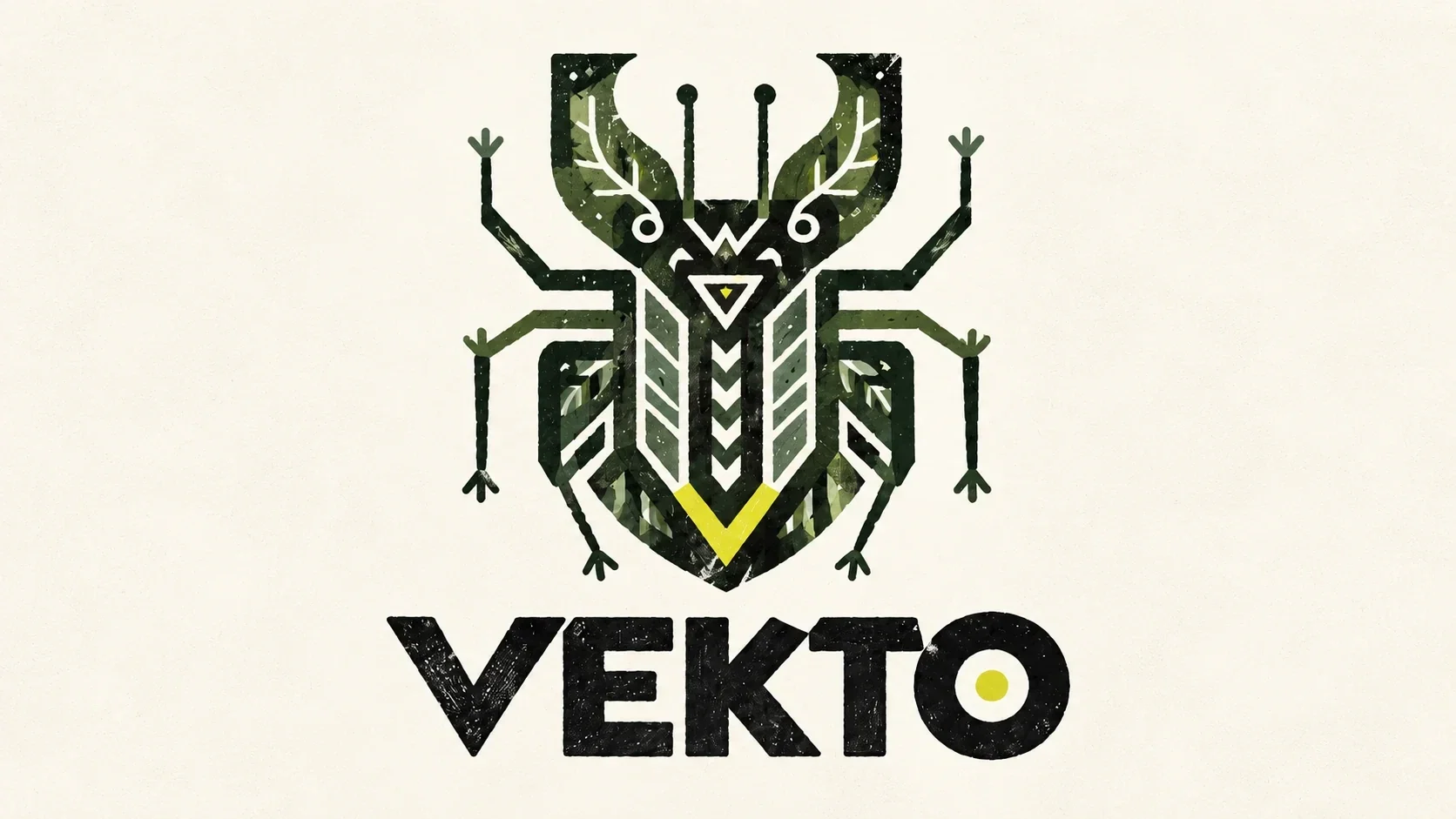 رمز الحشرة وشعار VEKTO على خلفية عاجية