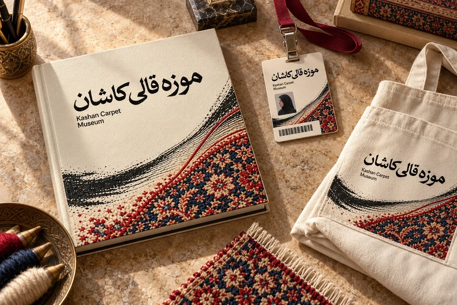 أدوات عمل المتحف وتطبيق الهوية على المواد
